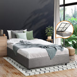 Oikiture Bed Frame King Single Size Gas Lift Base With Storage - Close-Up Angle
