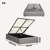 Oikiture Bed Frame King Single Size Gas Lift Base With Storage - 45-Degree Angle