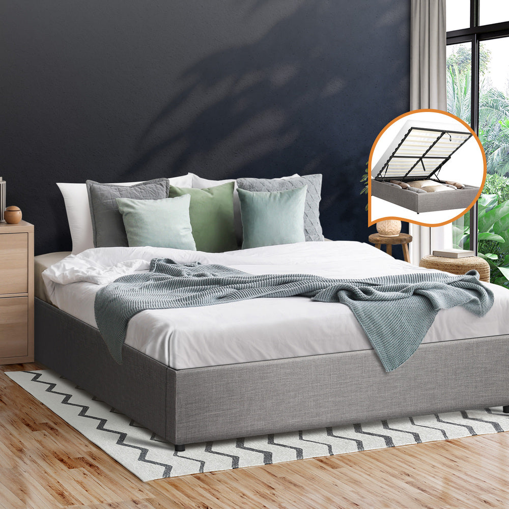Oikiture Bed Frame Queen Size Gas Lift Base With Storage
