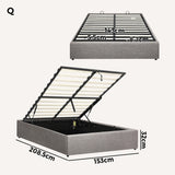 Oikiture Bed Frame Queen Size Gas Lift Base With Storage - 45-Degree Angle