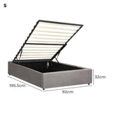 Oikiture Bed Frame Single Size Gas Lift Base With Storage