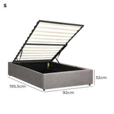 Oikiture Bed Frame Single Size Gas Lift Base With Storage - Top-Down View