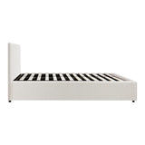 Oikiture Double Bed Frame Gas Lift Storage Base White Boucle