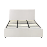 Oikiture King Bed Frame Gas Lift Storage Base White Boucle