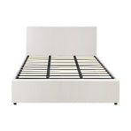 Oikiture King Bed Frame Gas Lift Storage Base White Boucle, Storage