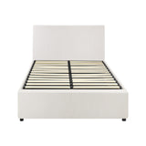 Oikiture Bed Frame King Single Gas Lift Storage Base White Boucle - Top-Down View