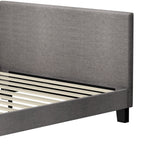 Oikiture Bed Frame Double Size Wooden Slats Grey Fabric