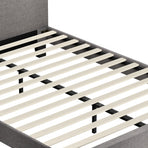 Oikiture Bed Frame Double Size Wooden Slats Grey Fabric, image 3