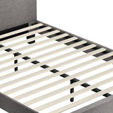 Oikiture Bed Frame Double Size Wooden Slats Grey Fabric - Side View