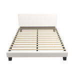 Oikiture Double Bed Frame Wooden Slats Boucle Fabric White