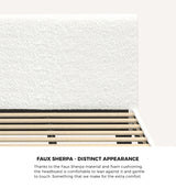 Oikiture Double Bed Frame Wooden Slats Boucle Fabric White - Top-Down View