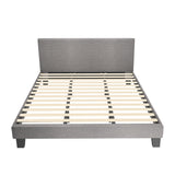 Oikiture Bed Frame King Size Wooden Slats Grey Fabric