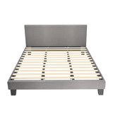 Oikiture Bed Frame King Size Wooden Slats Grey Fabric - 45-Degree Angle