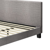 Oikiture Bed Frame King Size Wooden Slats Grey Fabric