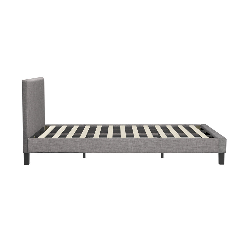 Oikiture Bed Frame King Size Wooden Slats Grey Fabric