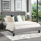 Oikiture Bed Frame King Size Wooden Slats Grey Fabric - Side View