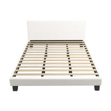 Oikiture King Bed Frame Wooden Slats Boucle Fabric White - Extra Image
