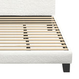 Oikiture King Bed Frame Wooden Slats Boucle Fabric White - Front View