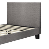Oikiture Bed Frame King Single Wooden Slats Fabric - Close-Up Angle