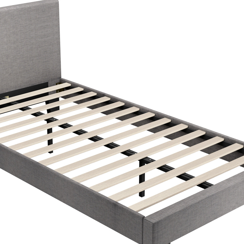 Oikiture Bed Frame King Single Wooden Slats Fabric