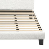 Oikiture King Single Bed Frame Wood Slats Boucle White