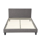 Oikiture Bed Frame Queen Size Wooden Slats Grey Fabric