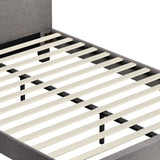 Oikiture Bed Frame Queen Size Wooden Slats Grey Fabric - Side View