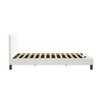 Oikiture Queen Bed Frame Wooden Slats Boucle Fabric White, image 3
