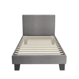 Oikiture Bed Frame Single Size Wooden Slats Grey Fabric - 45-Degree Angle