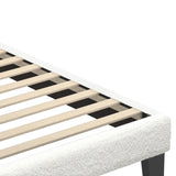 Oikiture Single Bed Frame Wooden Slats Boucle Fabric White