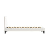 Oikiture Single Bed Frame Wooden Slats Boucle Fabric White