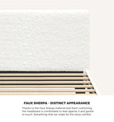 Oikiture Single Bed Frame Wooden Slats Boucle Fabric White - Extra Image