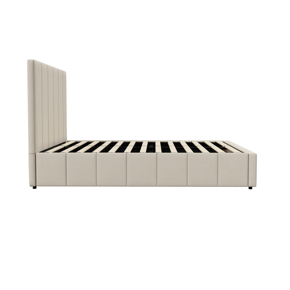 Oikiture Bed Frame Double Size Gas Lift Storage Base VISH