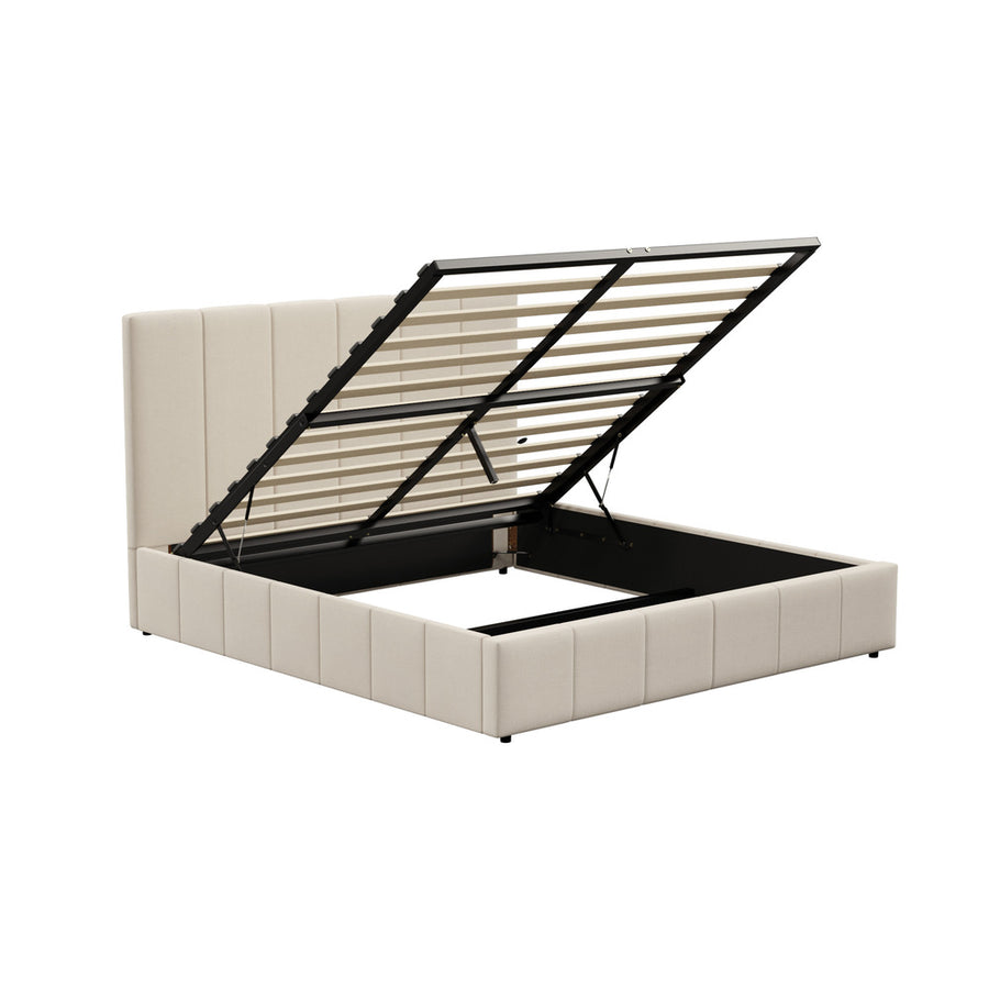 Oikiture Bed Frame Double Size Gas Lift Storage Base VISH, image 9
