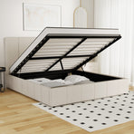 Oikiture Bed Frame Double Size Gas Lift Storage Base VISH, Storage
