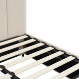 Oikiture Bed Frame King Size Gas Lift Base Beige Fabric - Low Angle