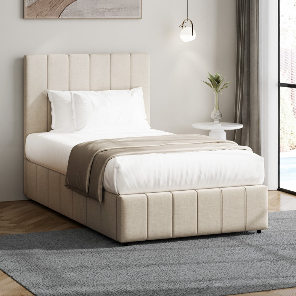 Oikiture Bed Frame King Single Gas Lift Storage Base VISH