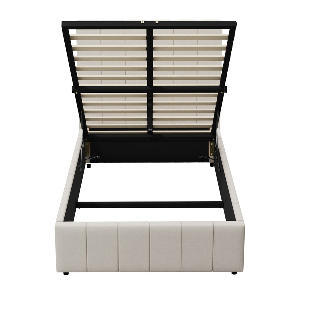Oikiture Bed Frame King Single Gas Lift Storage Base VISH