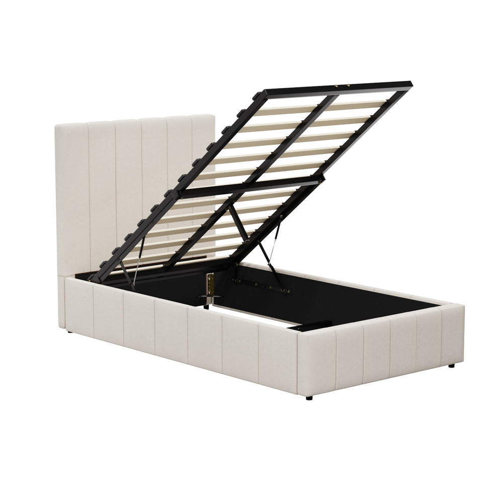 Oikiture Bed Frame King Single Gas Lift Storage Base VISH