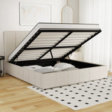 Oikiture Bed Frame Queen Size Gas Lift Storage Base VISH - Low Angle