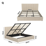 Oikiture Bed Frame Queen Size Gas Lift Storage Base VISH