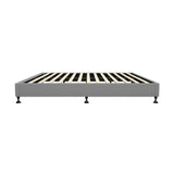 Oikiture Bed Frame Double Size Fabric Grey - Rear View