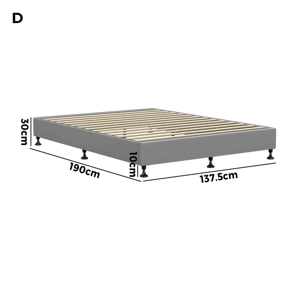 Oikiture Bed Frame Double Size Fabric Grey