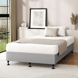 Oikiture Bed Frame King Single Fabric Grey - Top-Down View