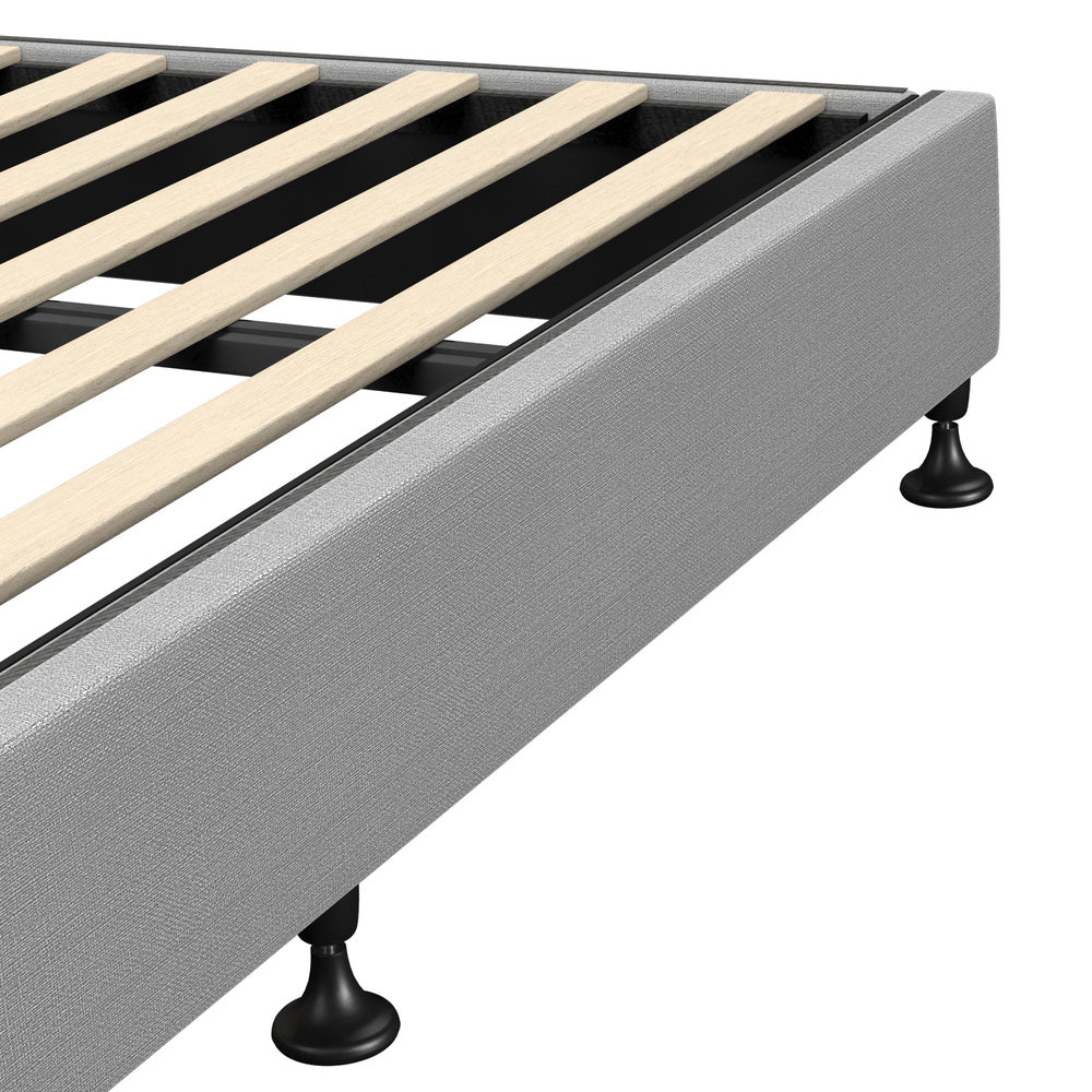 Oikiture Bed Frame King Single Fabric Grey