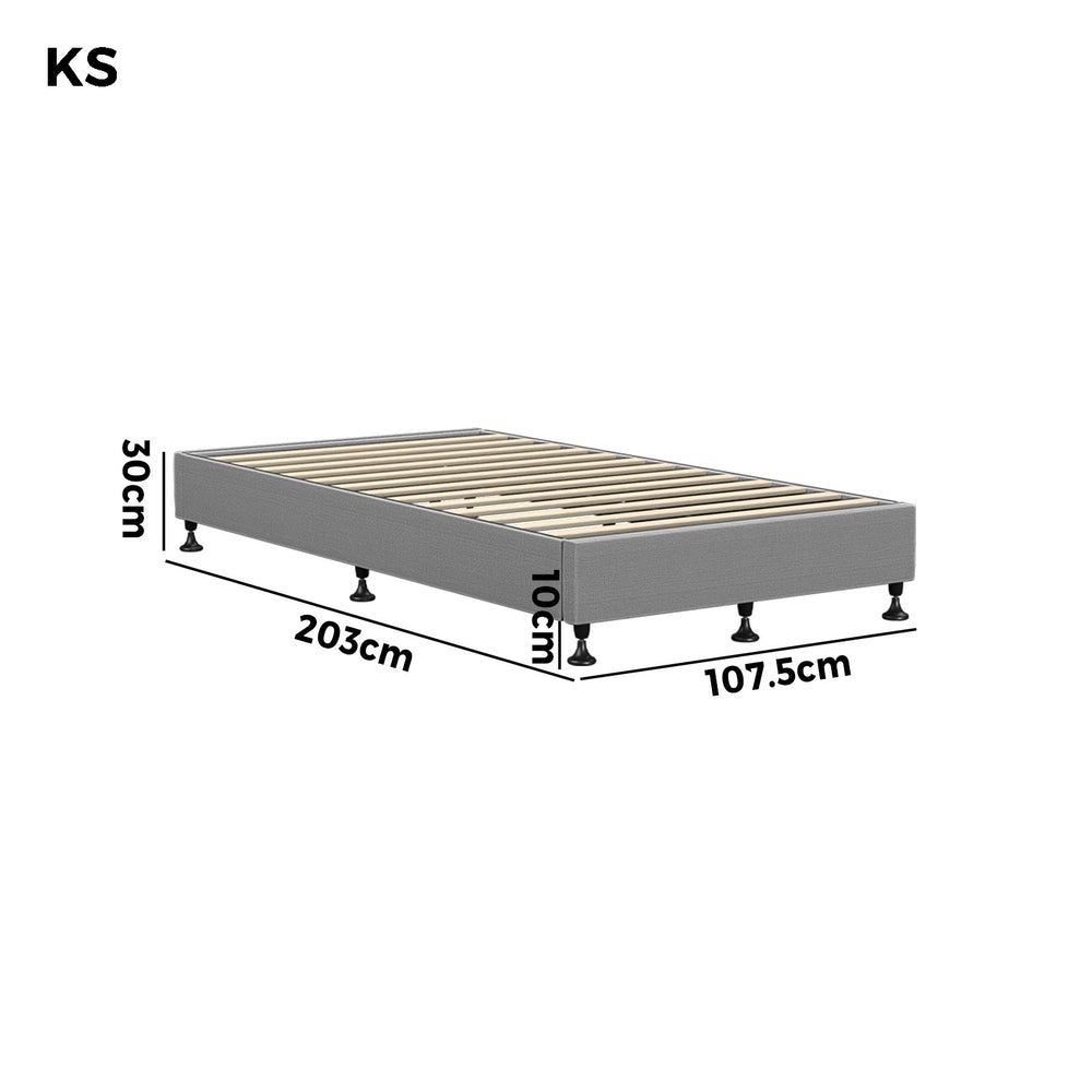 Oikiture Bed Frame King Single Fabric Grey