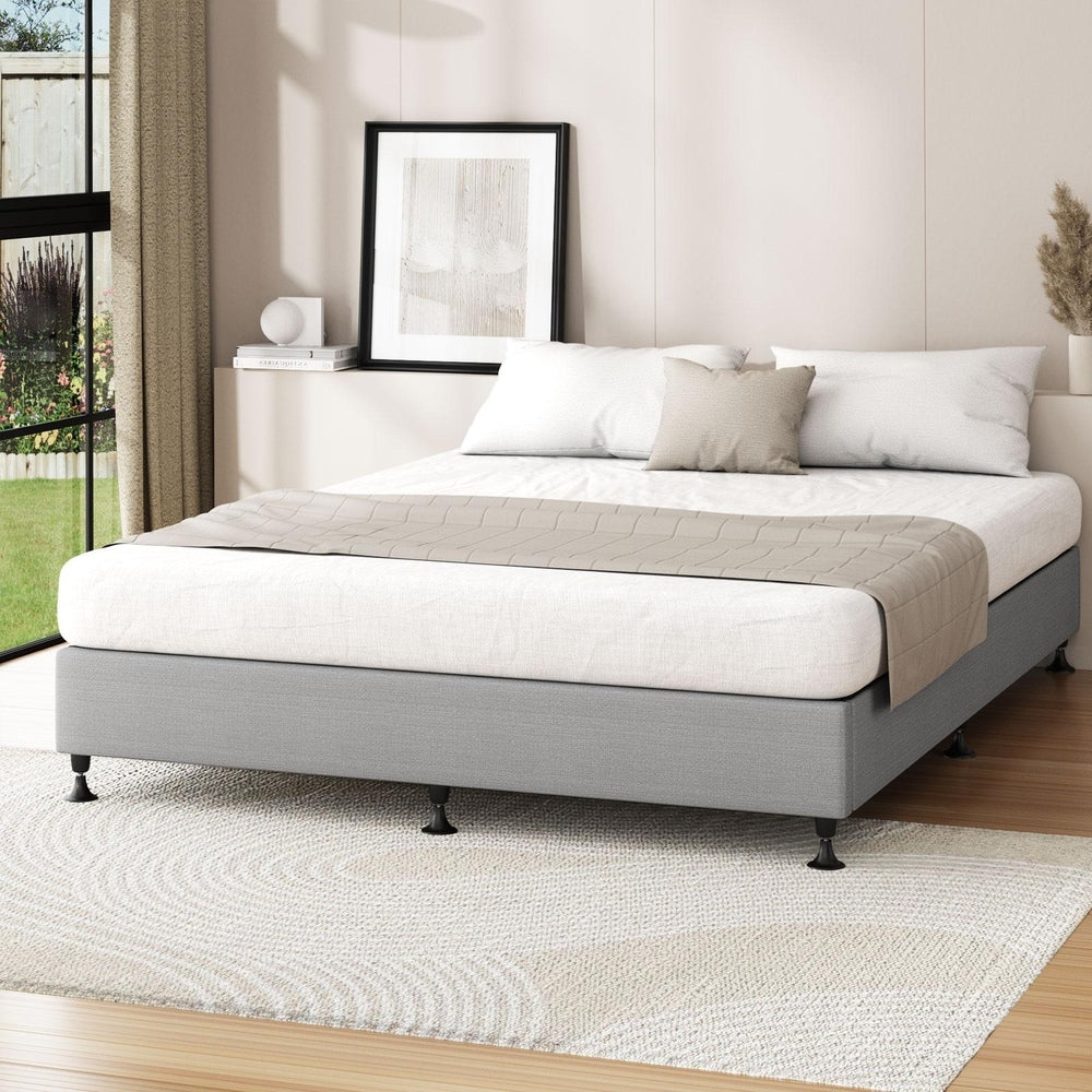 Oikiture Bed Frame Queen Size Fabric Grey