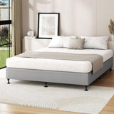 Oikiture Bed Frame Queen Size Fabric Grey - Front View