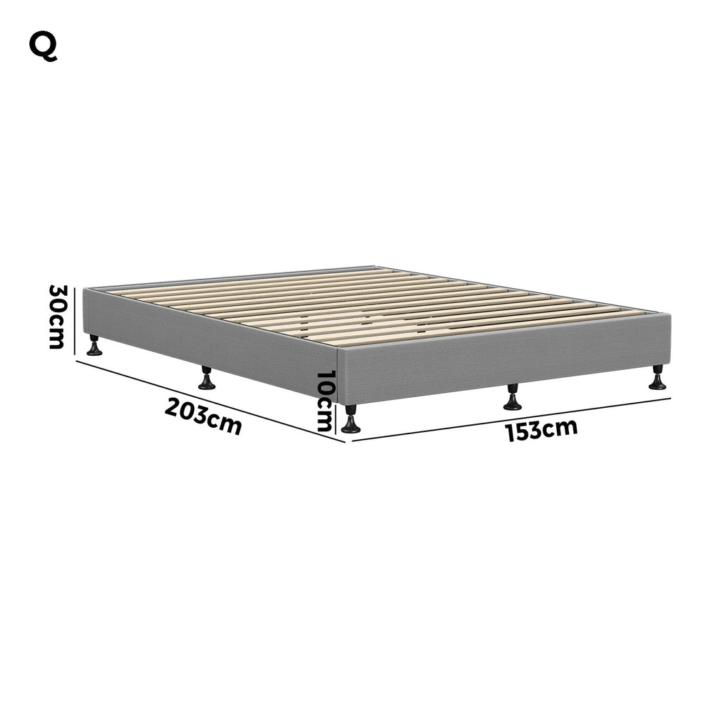 Oikiture Bed Frame Queen Size Fabric Grey