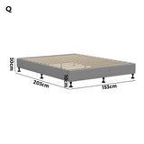 Oikiture Bed Frame Queen Size Fabric Grey - Rear View
